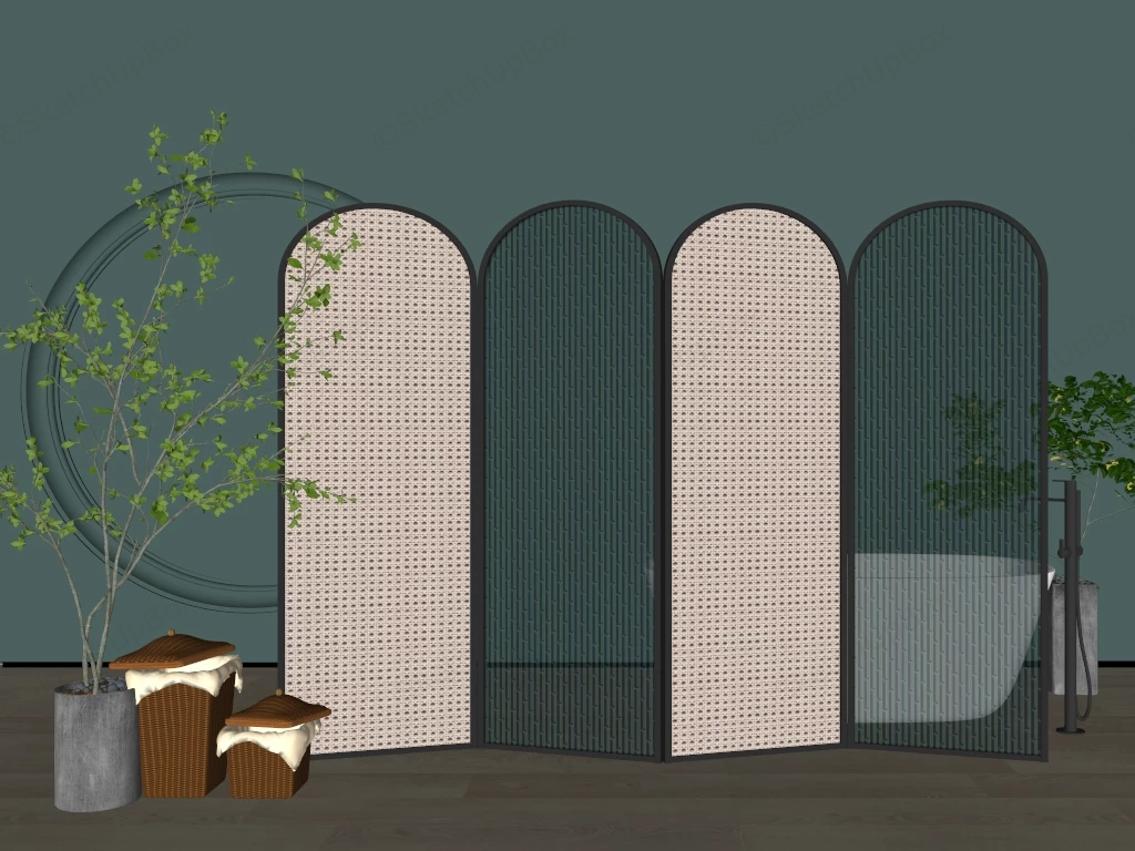 Glass & Rattan Privacy Screens sketchup model preview - SketchupBox