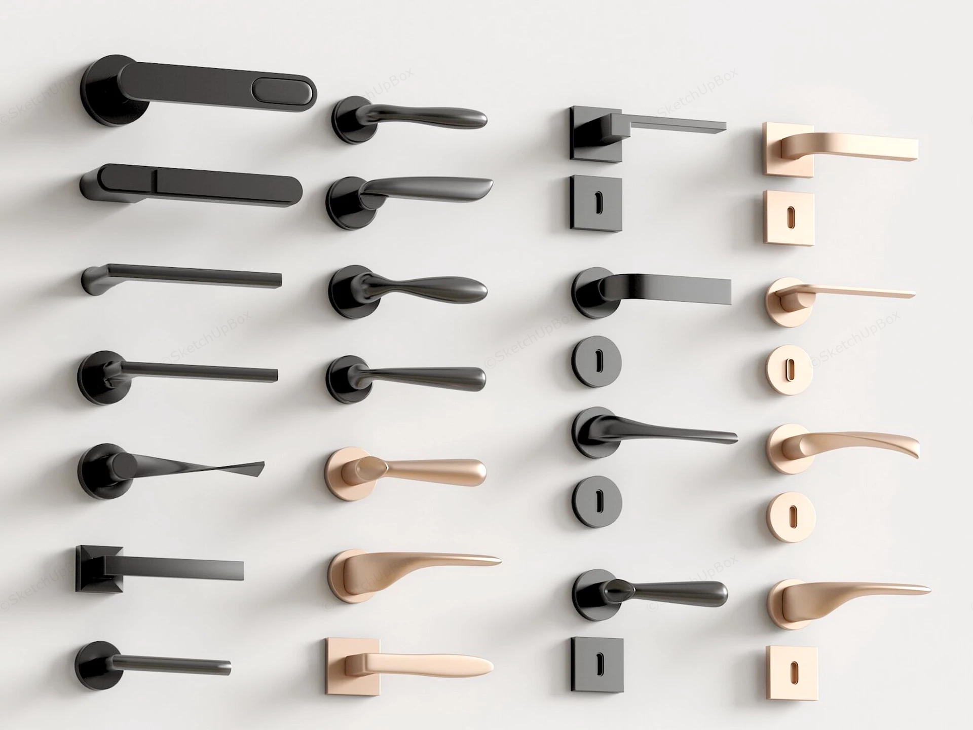 Modern Door Handles Collection sketchup model preview - SketchupBox
