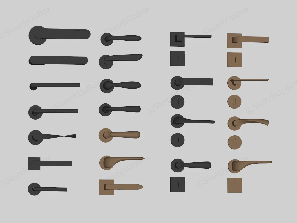 Modern Door Handles Collection sketchup model preview - SketchupBox