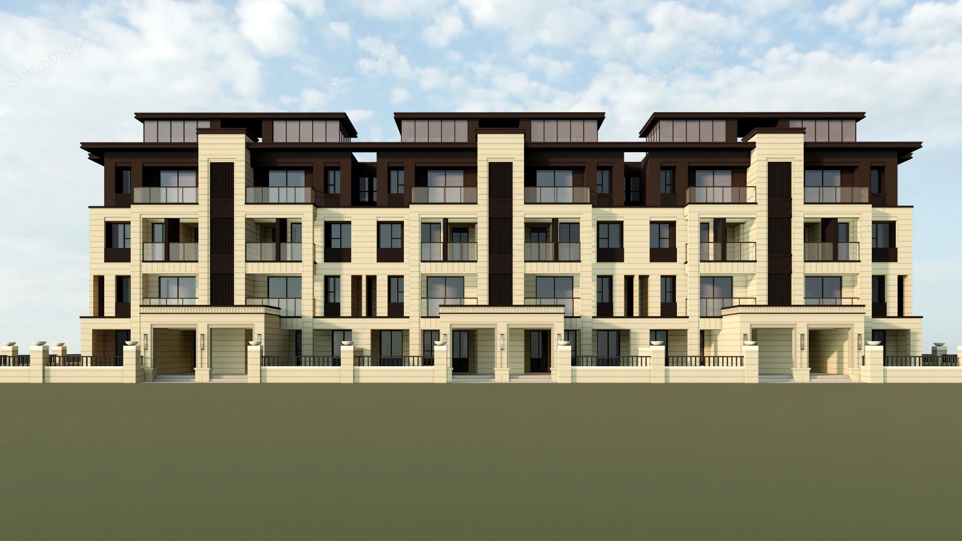 Multi Family House Plan sketchup model preview - SketchupBox