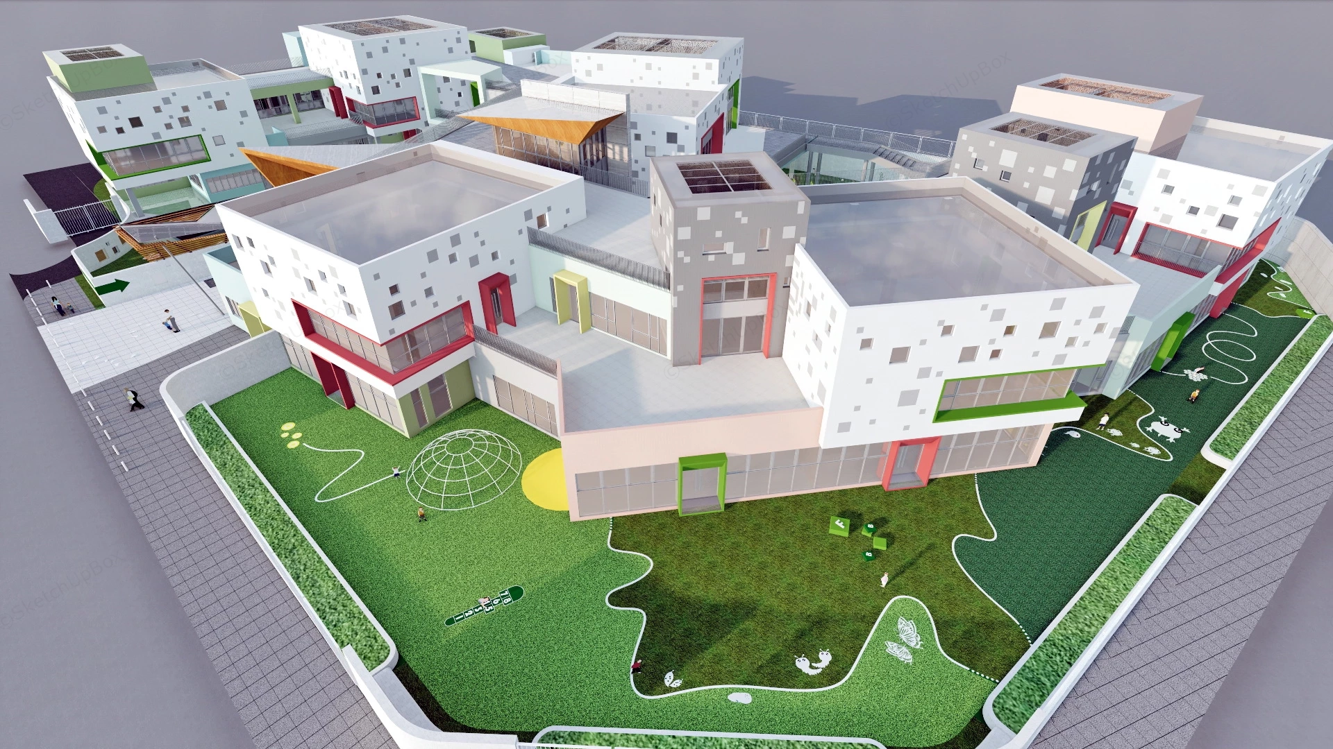 Kindergarten School Building Architecture Design sketchup model preview - SketchupBox