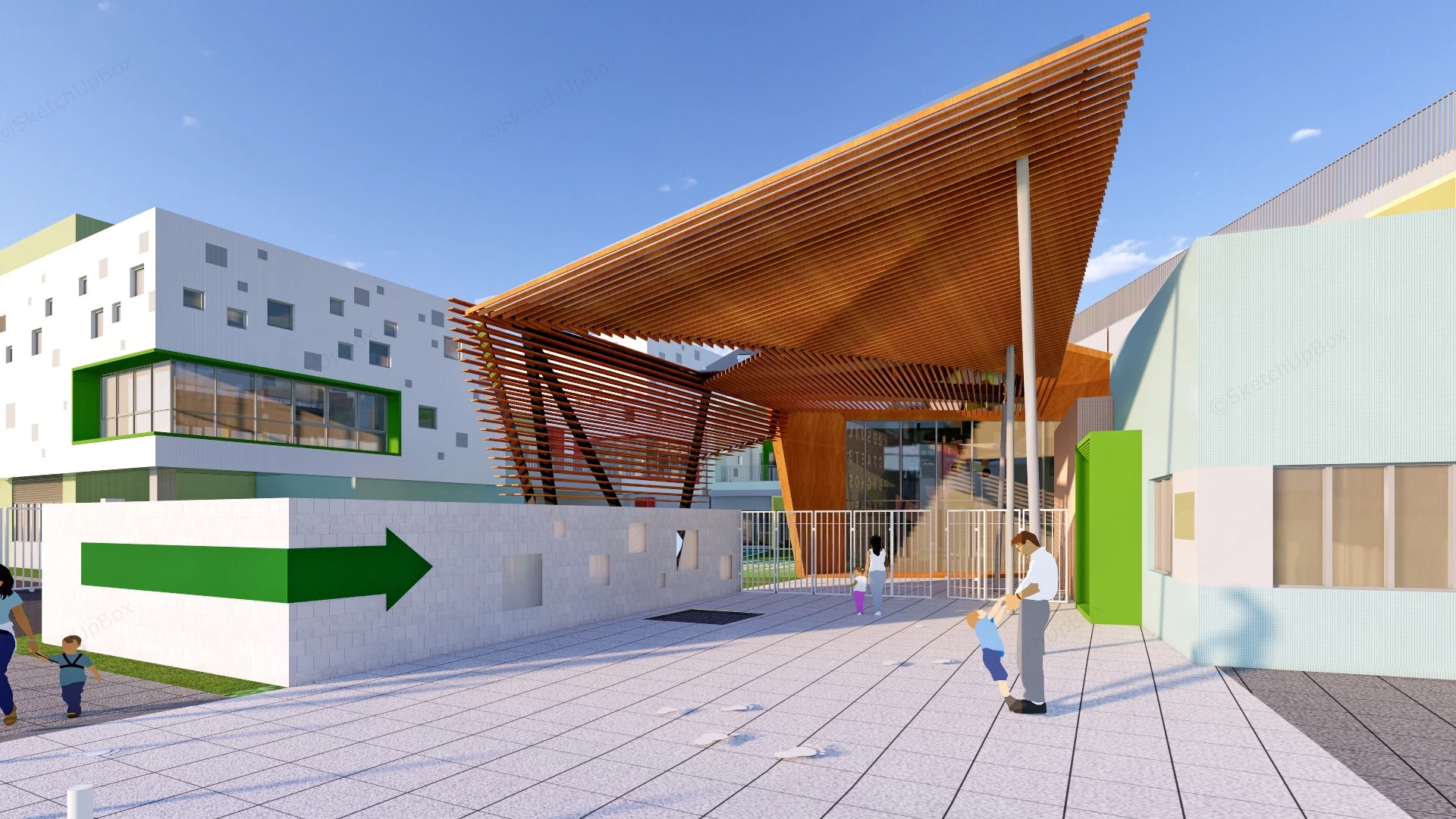 Kindergarten School Building Architecture Design sketchup model preview - SketchupBox