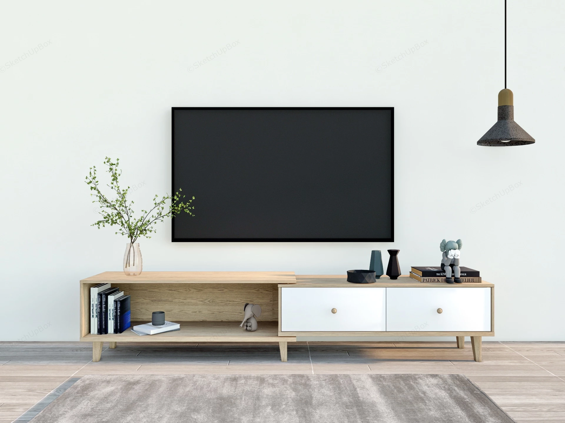 Scandinavian TV Stand Console sketchup model preview - SketchupBox