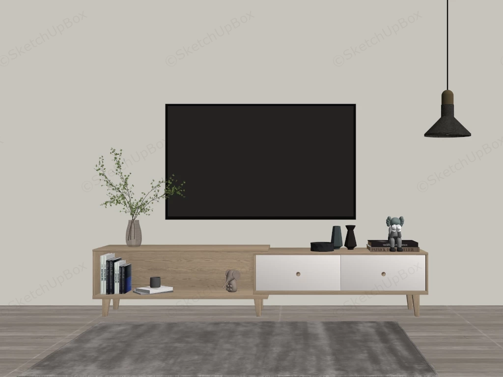 Scandinavian TV Stand Console sketchup model preview - SketchupBox