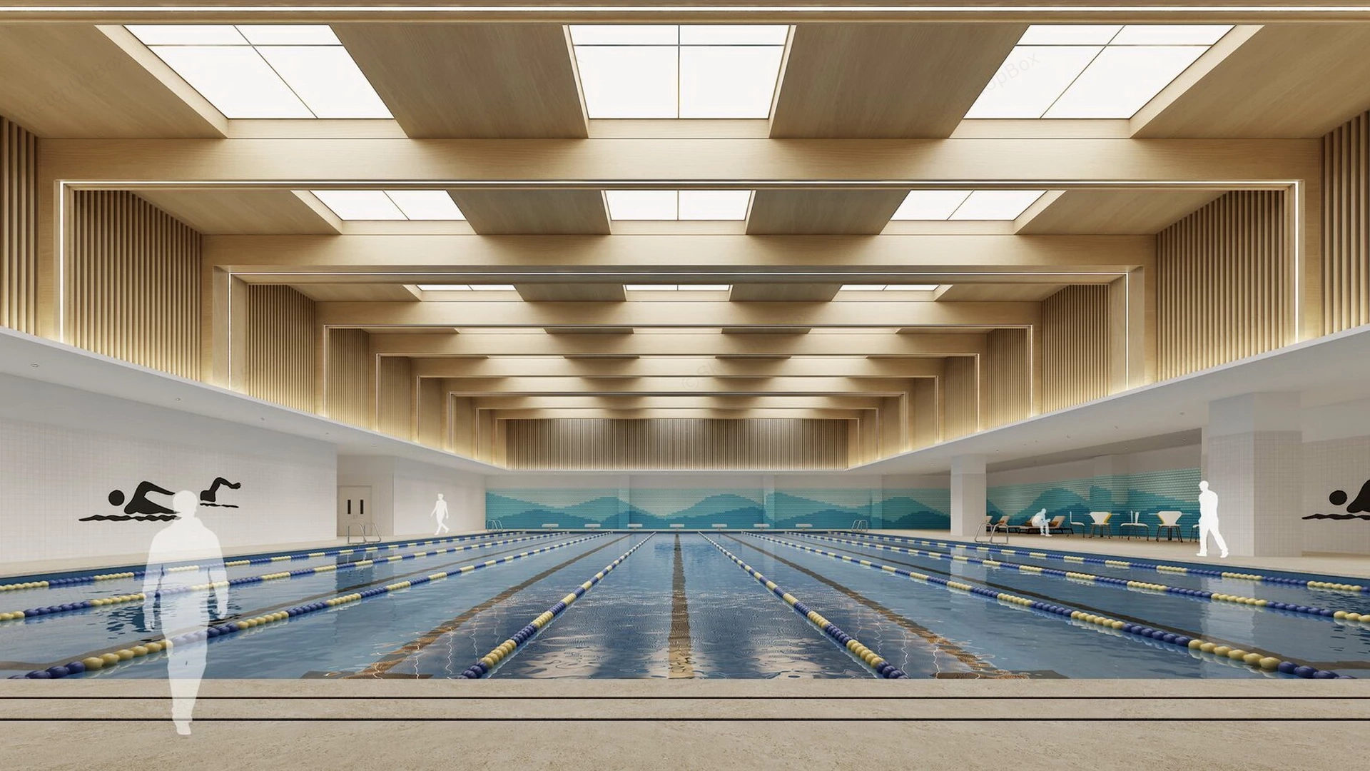 Great Indoor Hotel Swimming Pool sketchup model preview - SketchupBox