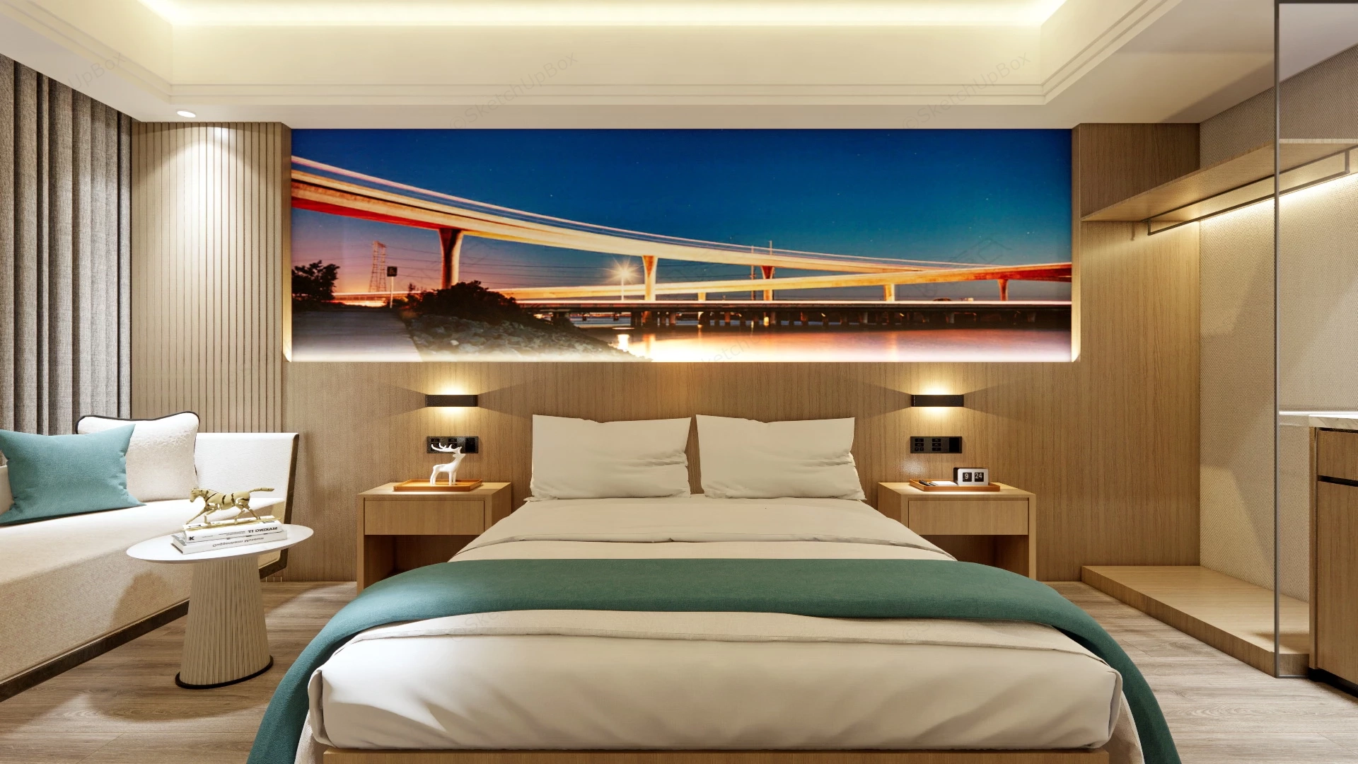 Luxury Hotel Room Interior Design sketchup model preview - SketchupBox