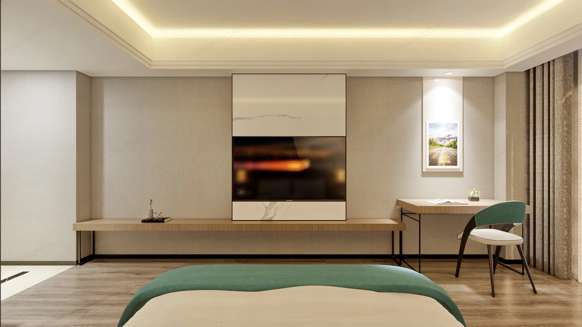 Luxury Hotel Room Interior Design sketchup model preview - SketchupBox