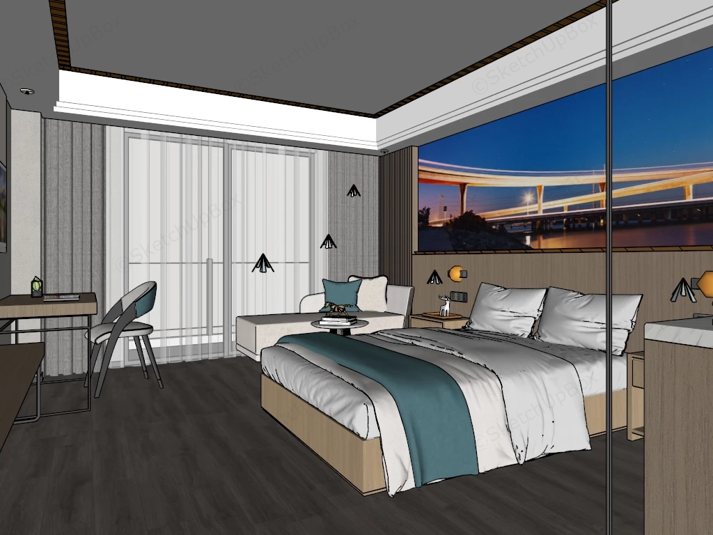 Luxury Hotel Room Interior Design sketchup model preview - SketchupBox
