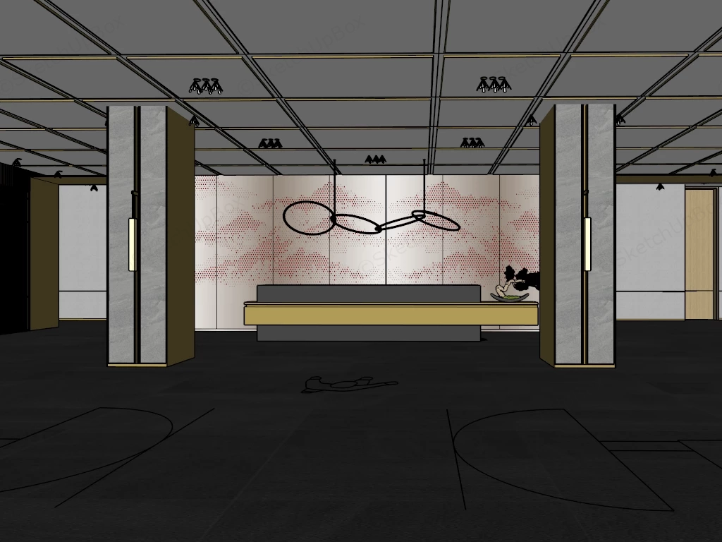 Luxury Modern Hotel Lobby Design sketchup model preview - SketchupBox