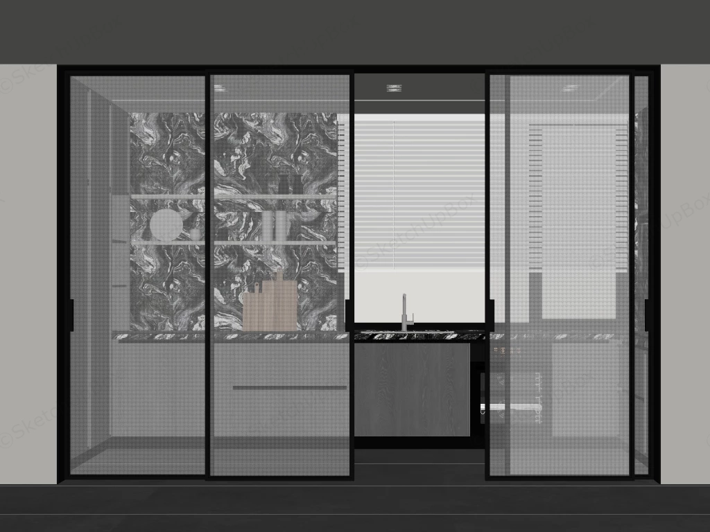 Kitchen Sliding Glass Door Design sketchup model preview - SketchupBox