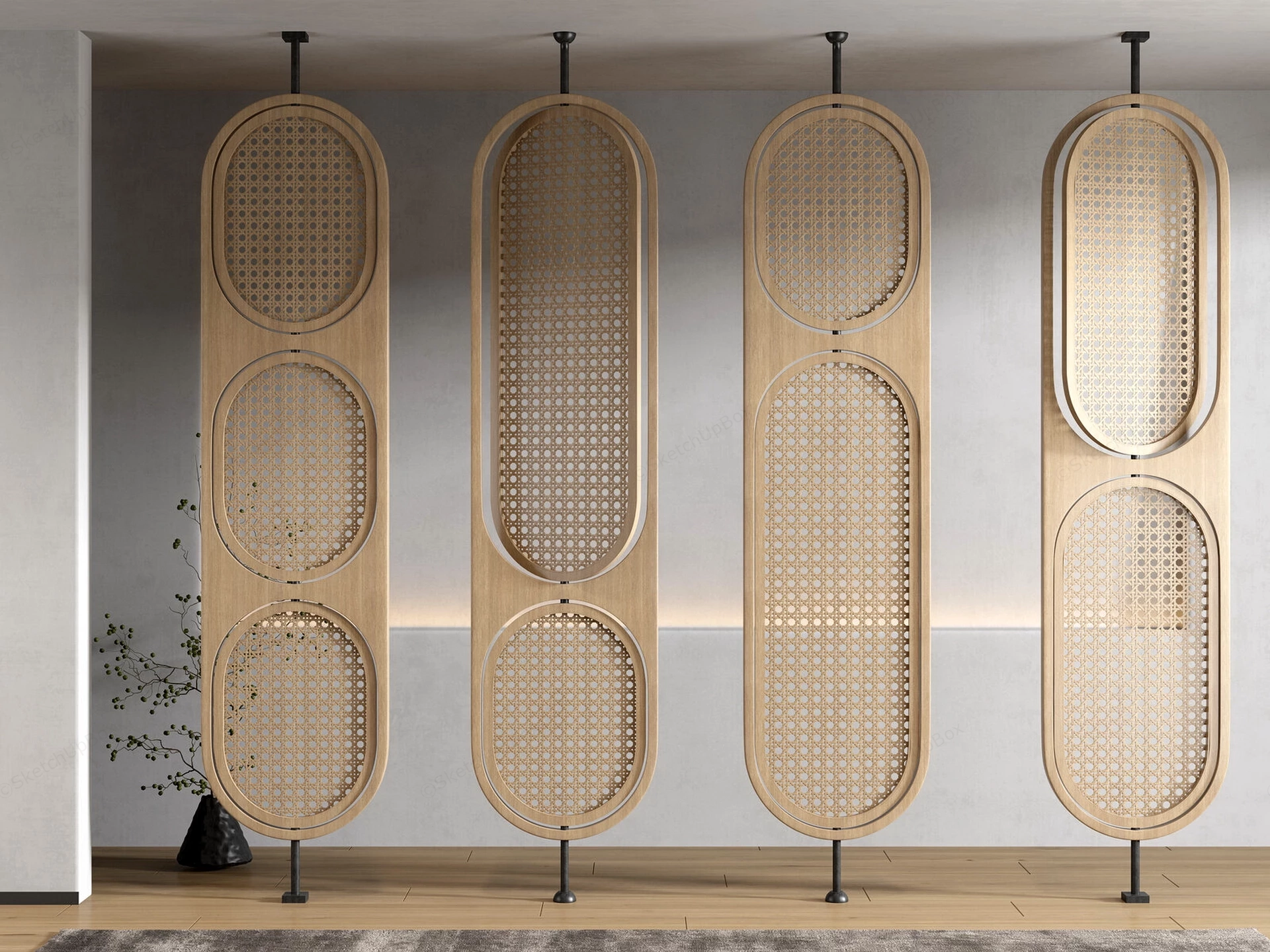 Fixed Rattan Privacy Screens sketchup model preview - SketchupBox