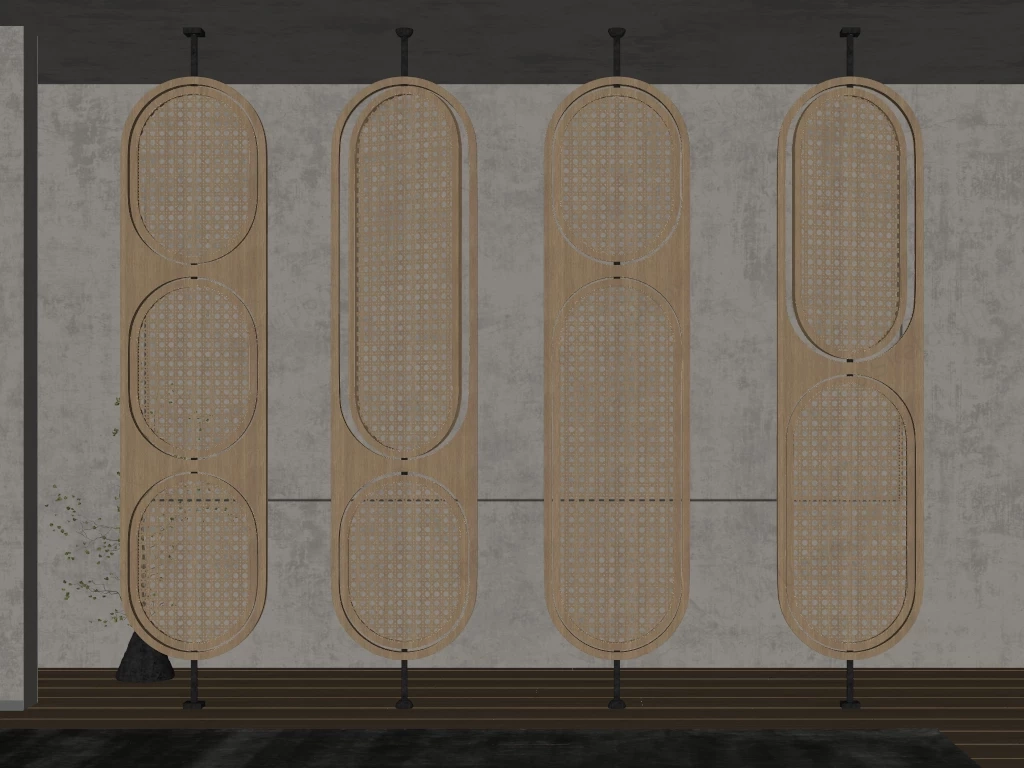 Fixed Rattan Privacy Screens sketchup model preview - SketchupBox