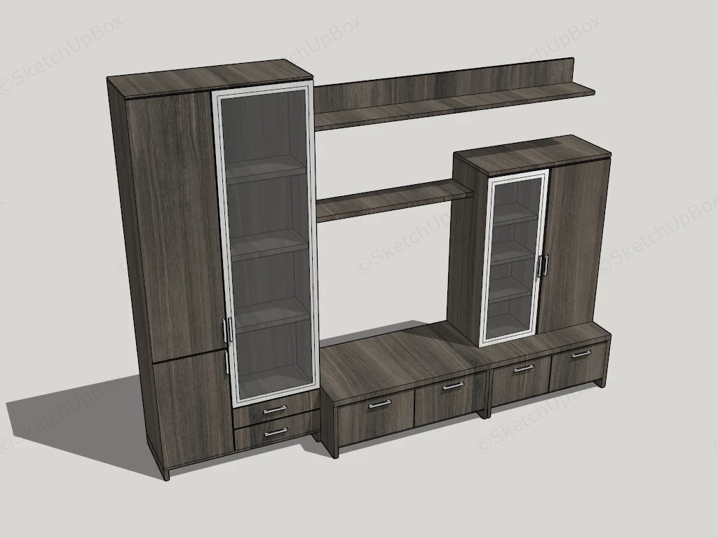 TV Unit Design sketchup model preview - SketchupBox