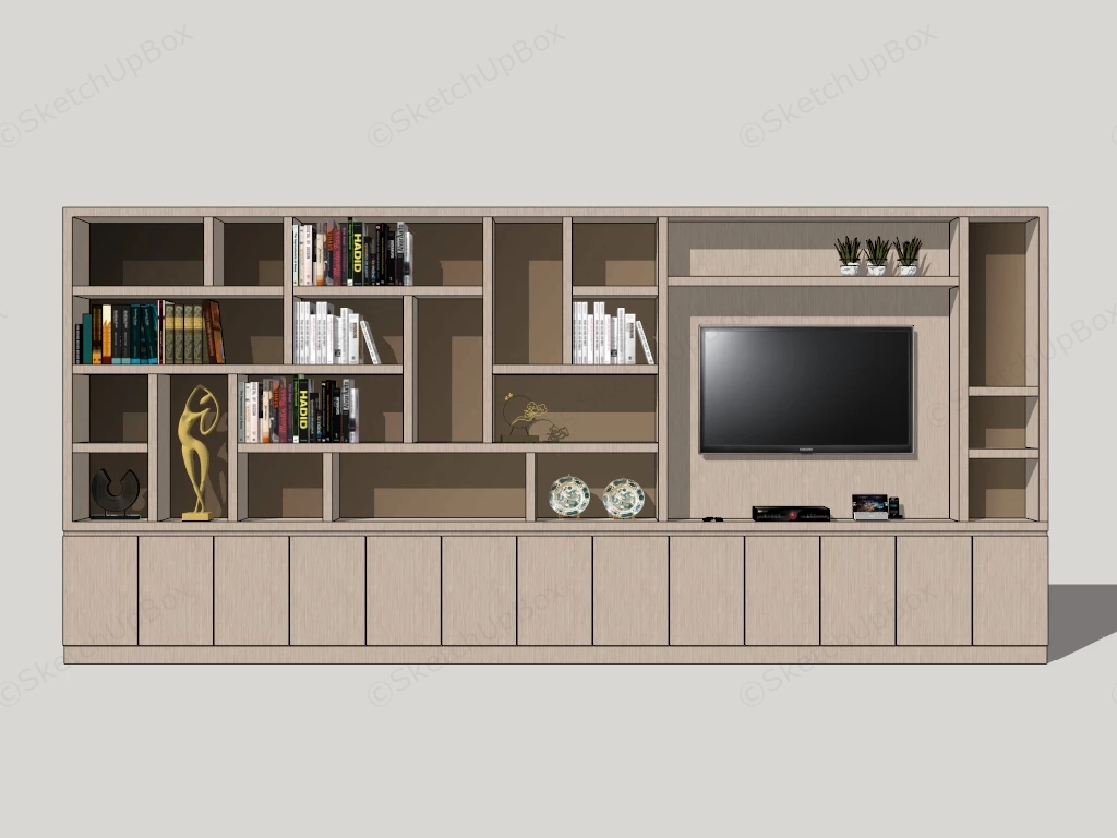 TV Unit With Storage sketchup model preview - SketchupBox