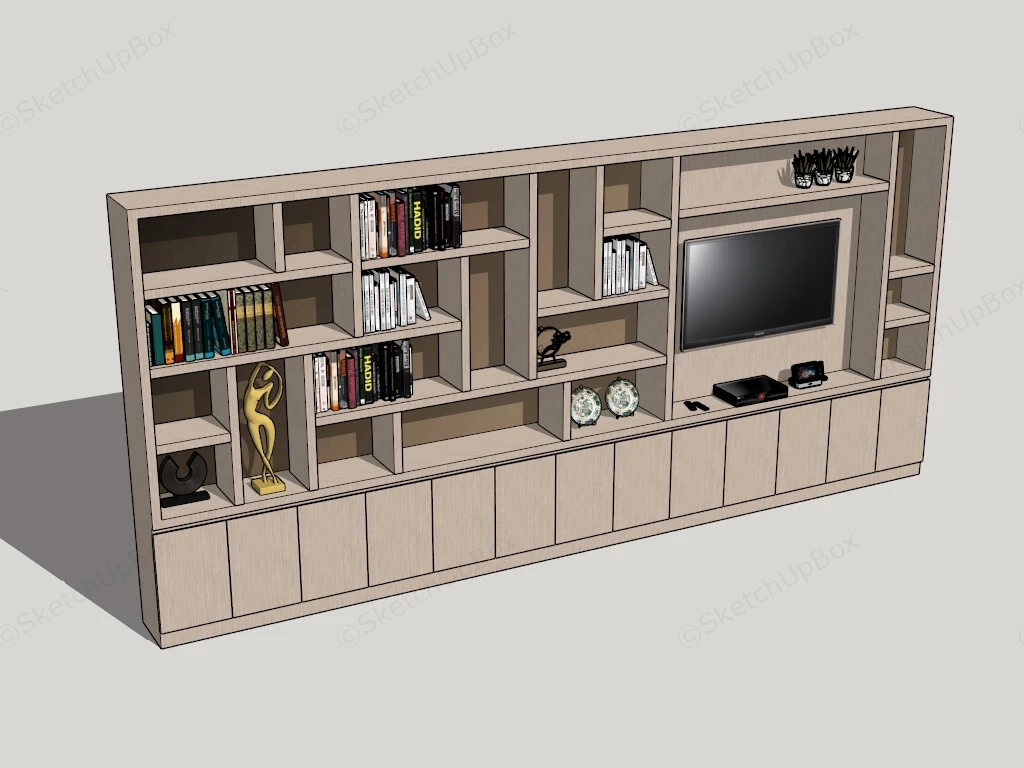 TV Unit With Storage sketchup model preview - SketchupBox