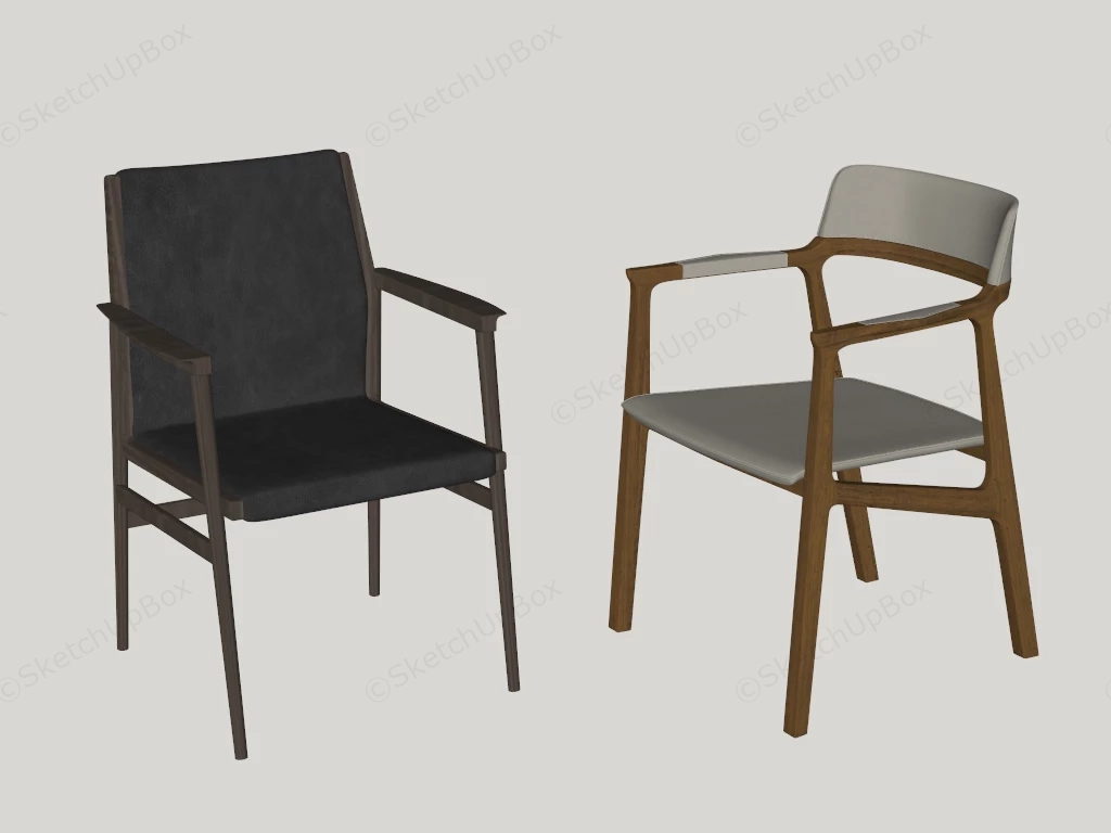 Leather And Wood Dining Chairs sketchup model preview - SketchupBox