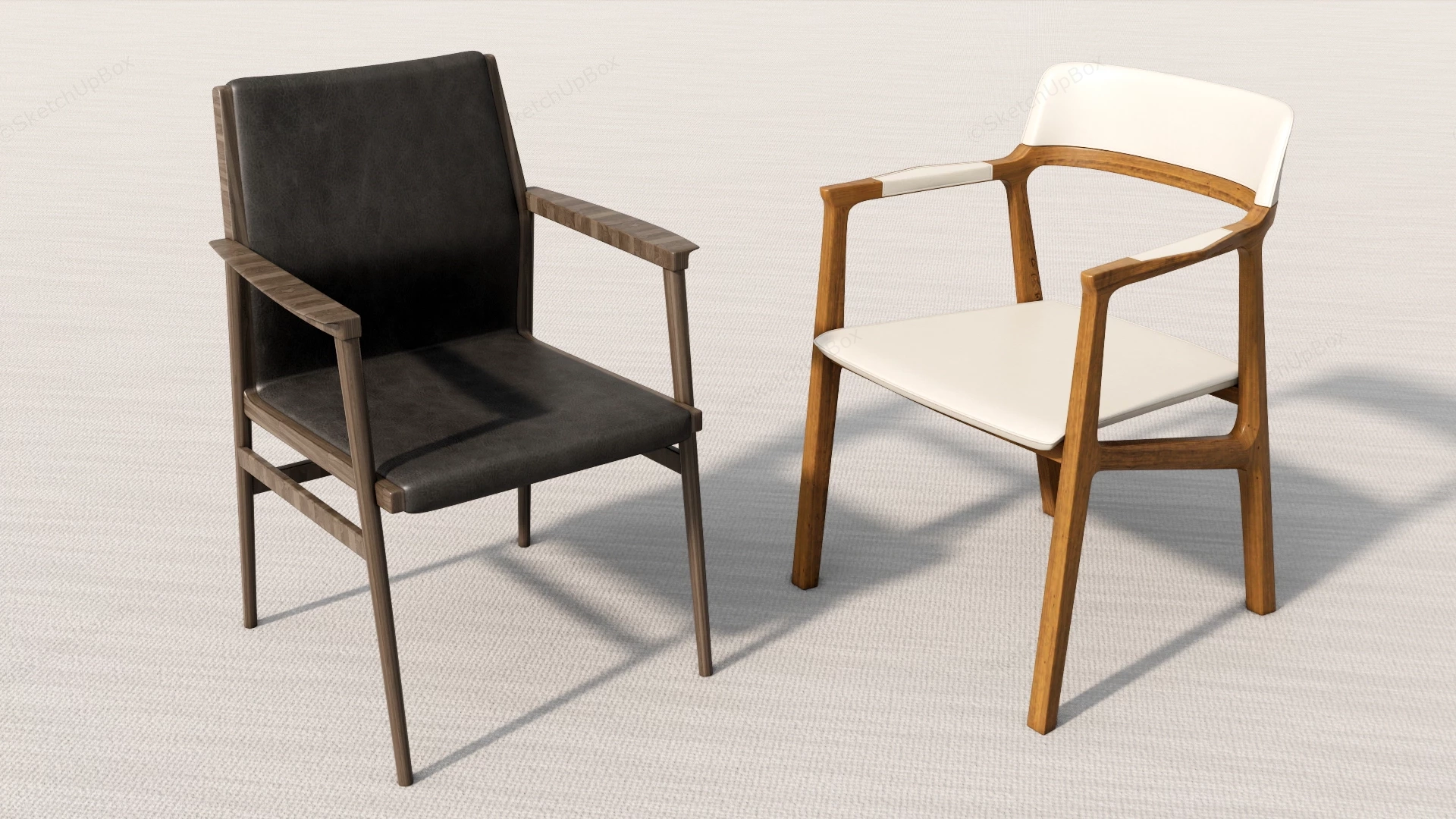 Leather And Wood Dining Chairs sketchup model preview - SketchupBox