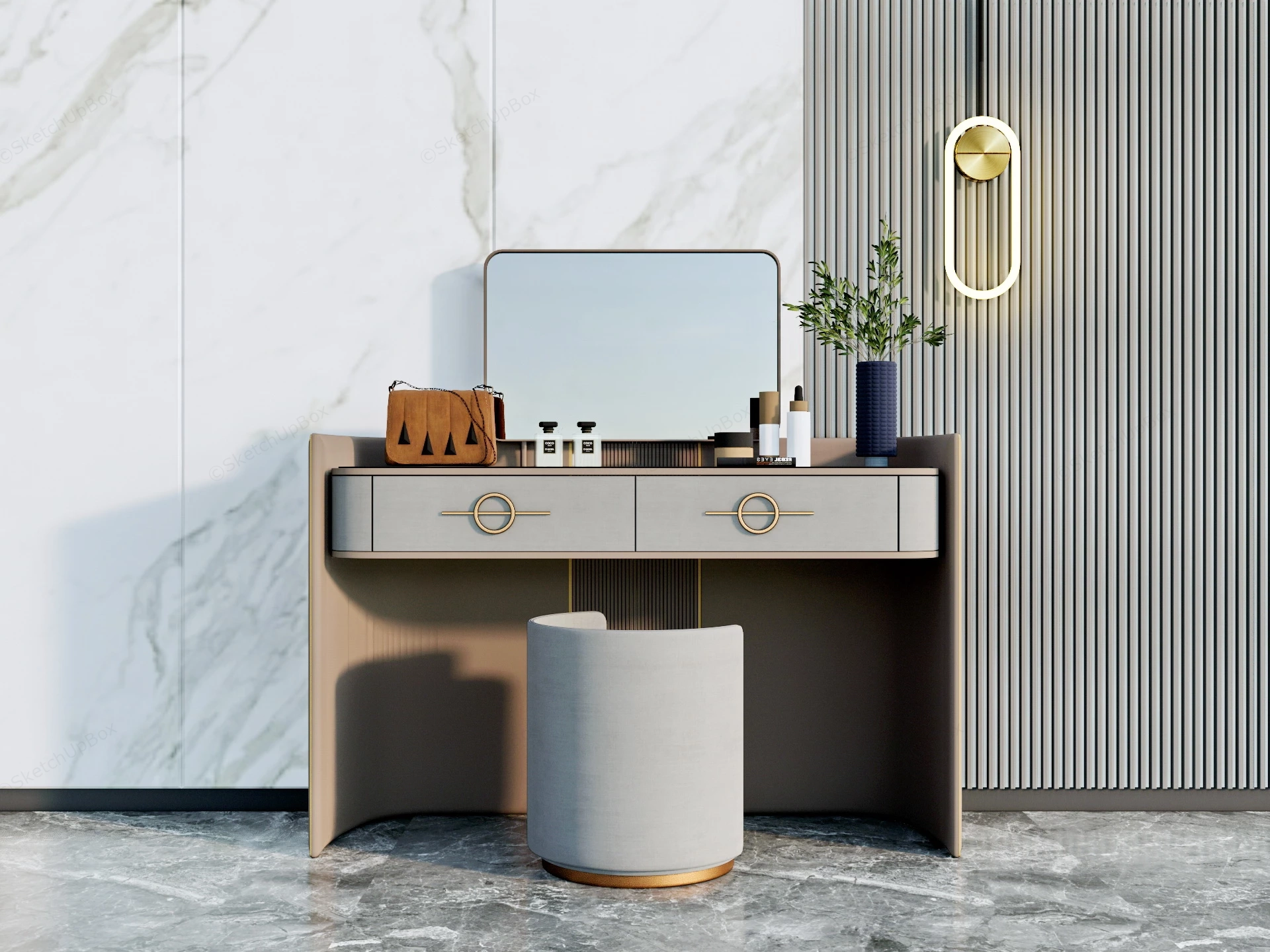 Dressing Vanity Makeup Table sketchup model preview - SketchupBox