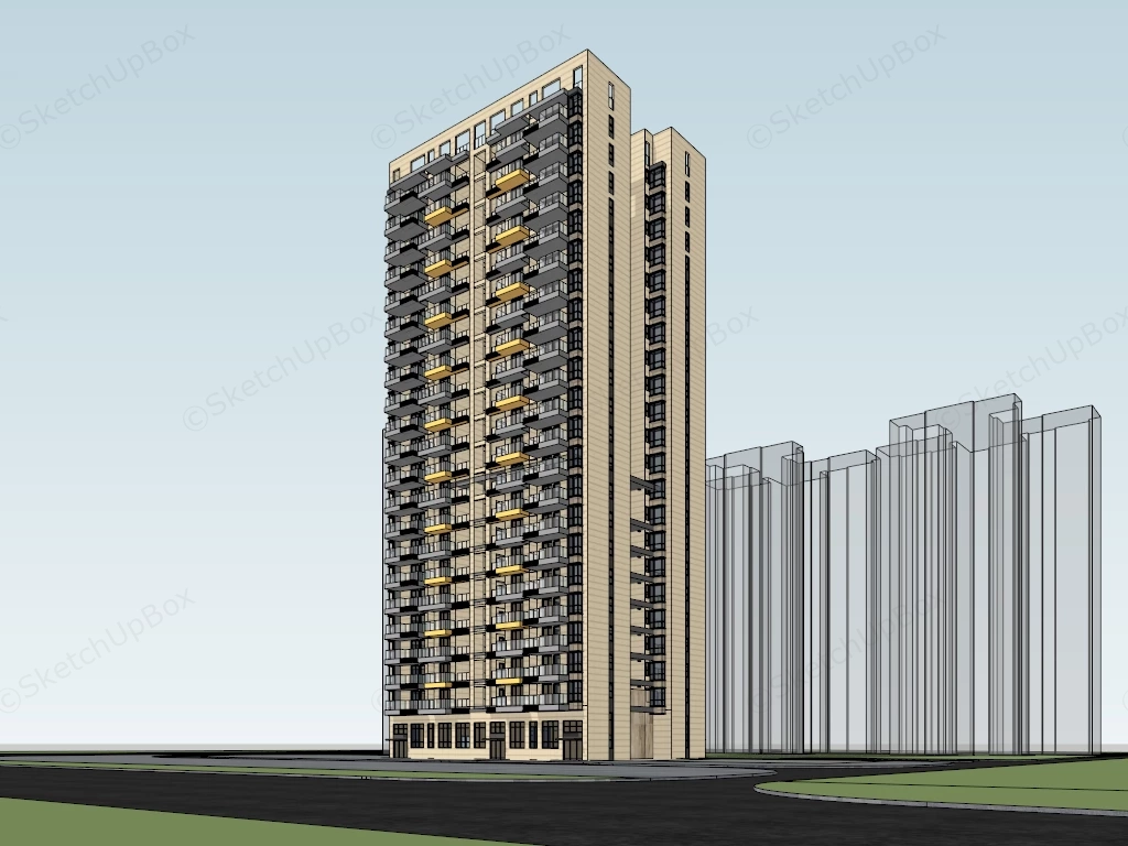 Modern High Rise Apartment sketchup model preview - SketchupBox
