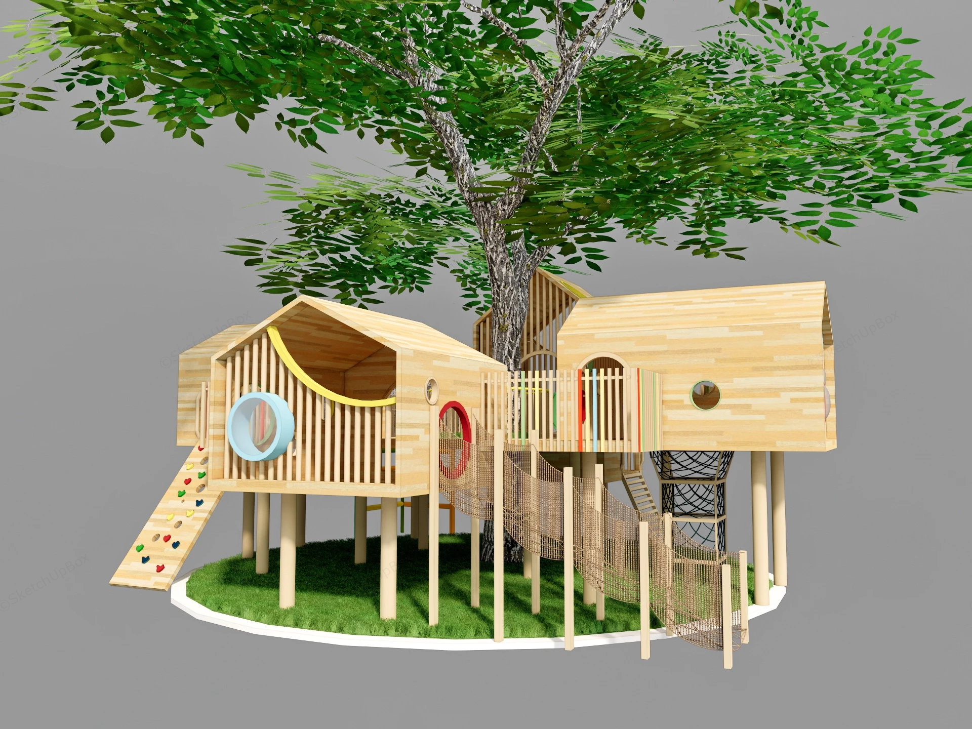 Outdoor Treehouse Playset sketchup model preview - SketchupBox