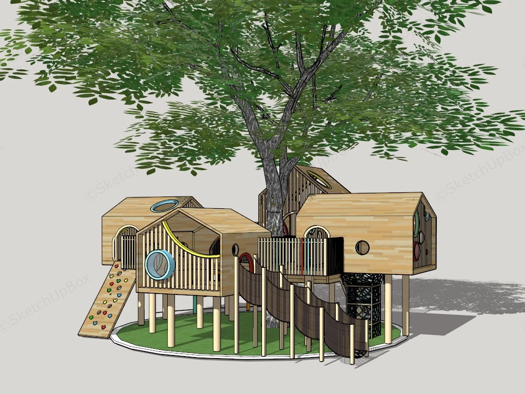 Outdoor Treehouse Playset sketchup model preview - SketchupBox