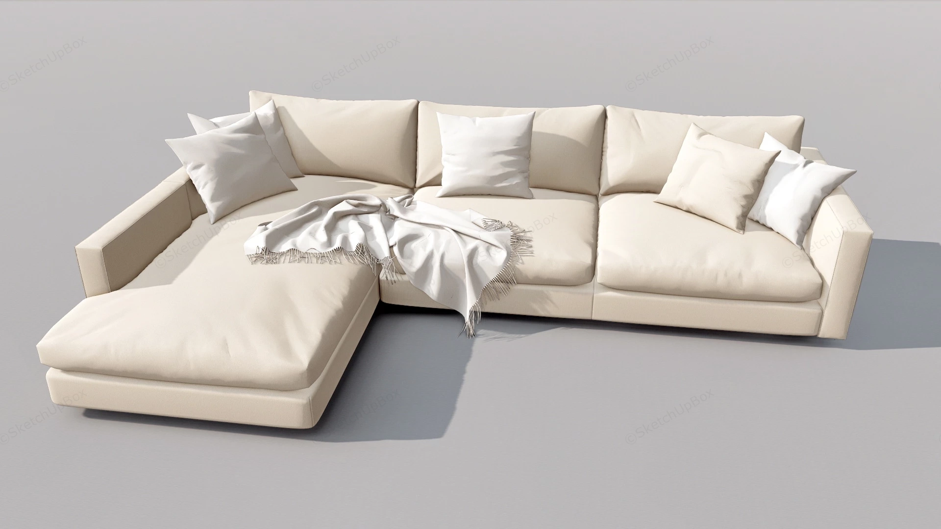 Cream Sectional Sofa sketchup model preview - SketchupBox