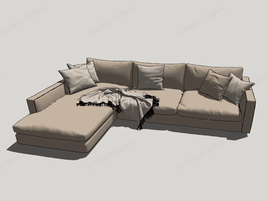 Cream Sectional Sofa sketchup model preview - SketchupBox