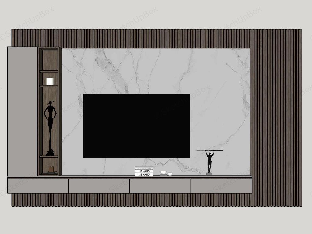 Living Room TV Feature Wall sketchup model preview - SketchupBox