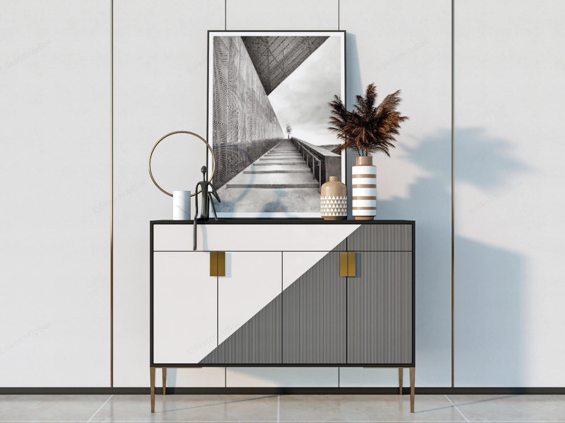 Entryway Console Cabinet sketchup model preview - SketchupBox