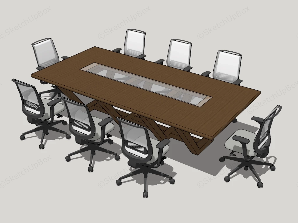 9 Piece Conference Table Set sketchup model preview - SketchupBox