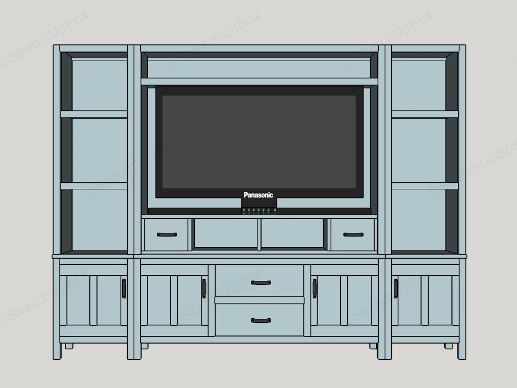 TV Entertainment Wall Unit sketchup model preview - SketchupBox