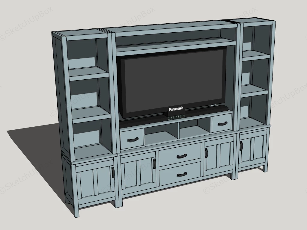 TV Entertainment Wall Unit sketchup model preview - SketchupBox
