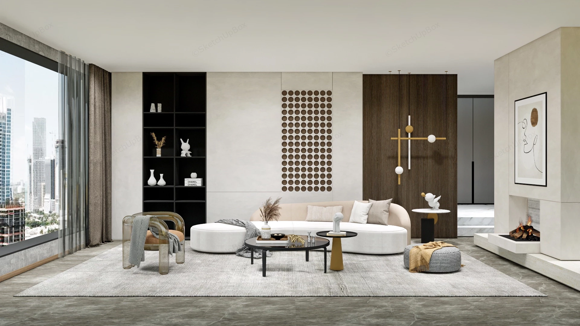 Middle Class Living Room sketchup model preview - SketchupBox