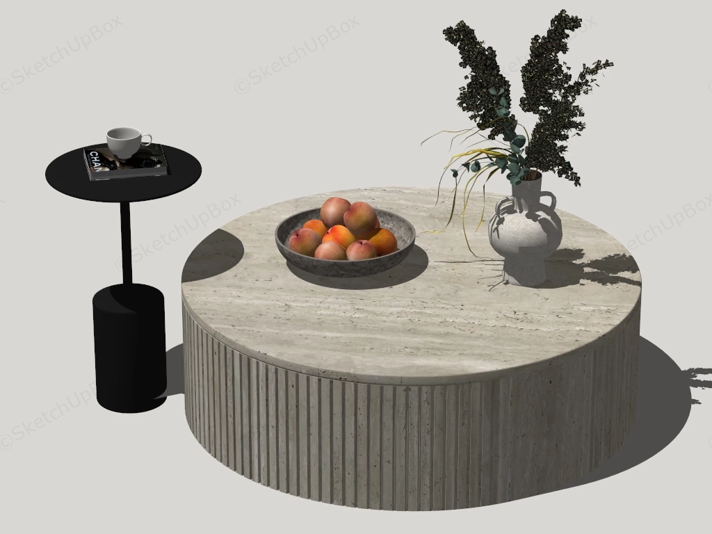 Round Stone Coffee Table sketchup model preview - SketchupBox