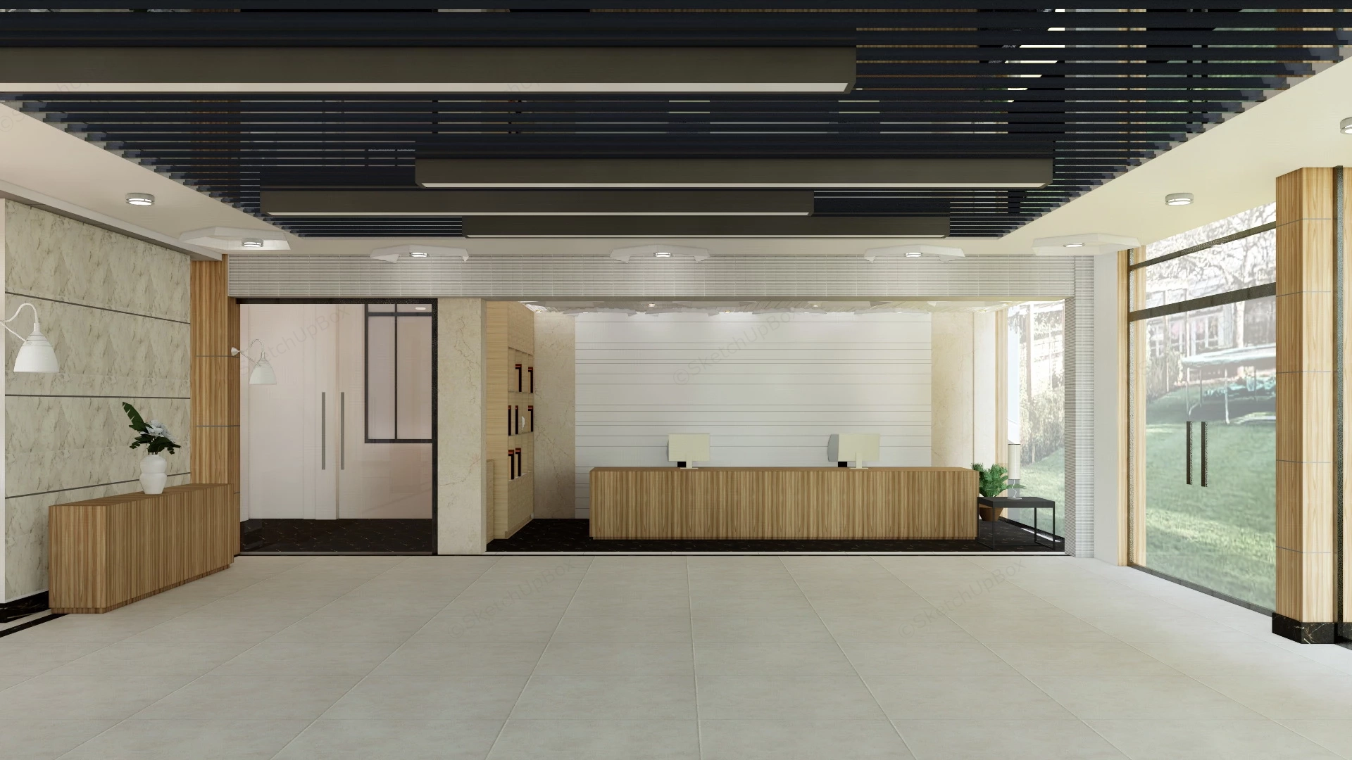 Office Lobby Reception Desk sketchup model preview - SketchupBox