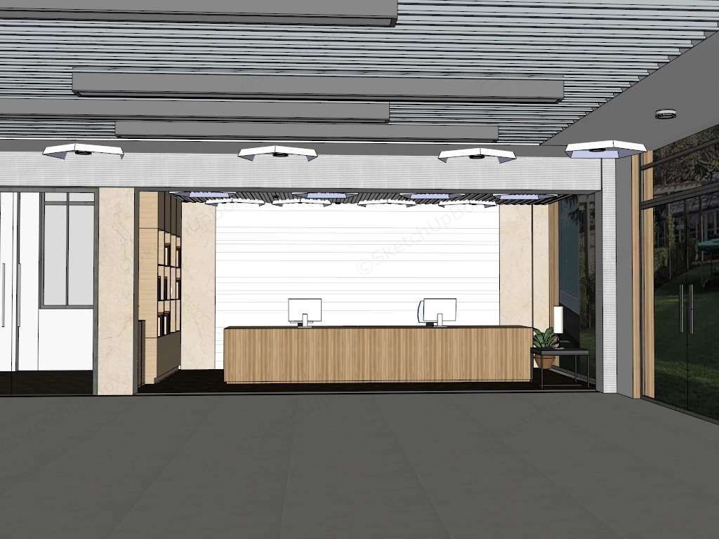 Office Lobby Reception Desk sketchup model preview - SketchupBox