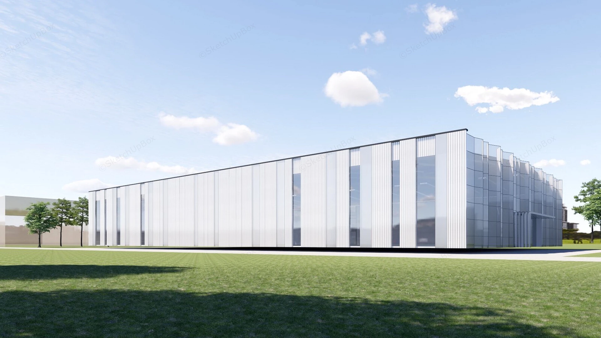 Modern Logistics Warehouse Building sketchup model preview - SketchupBox