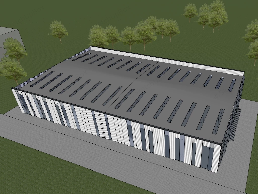 Modern Logistics Warehouse Building sketchup model preview - SketchupBox
