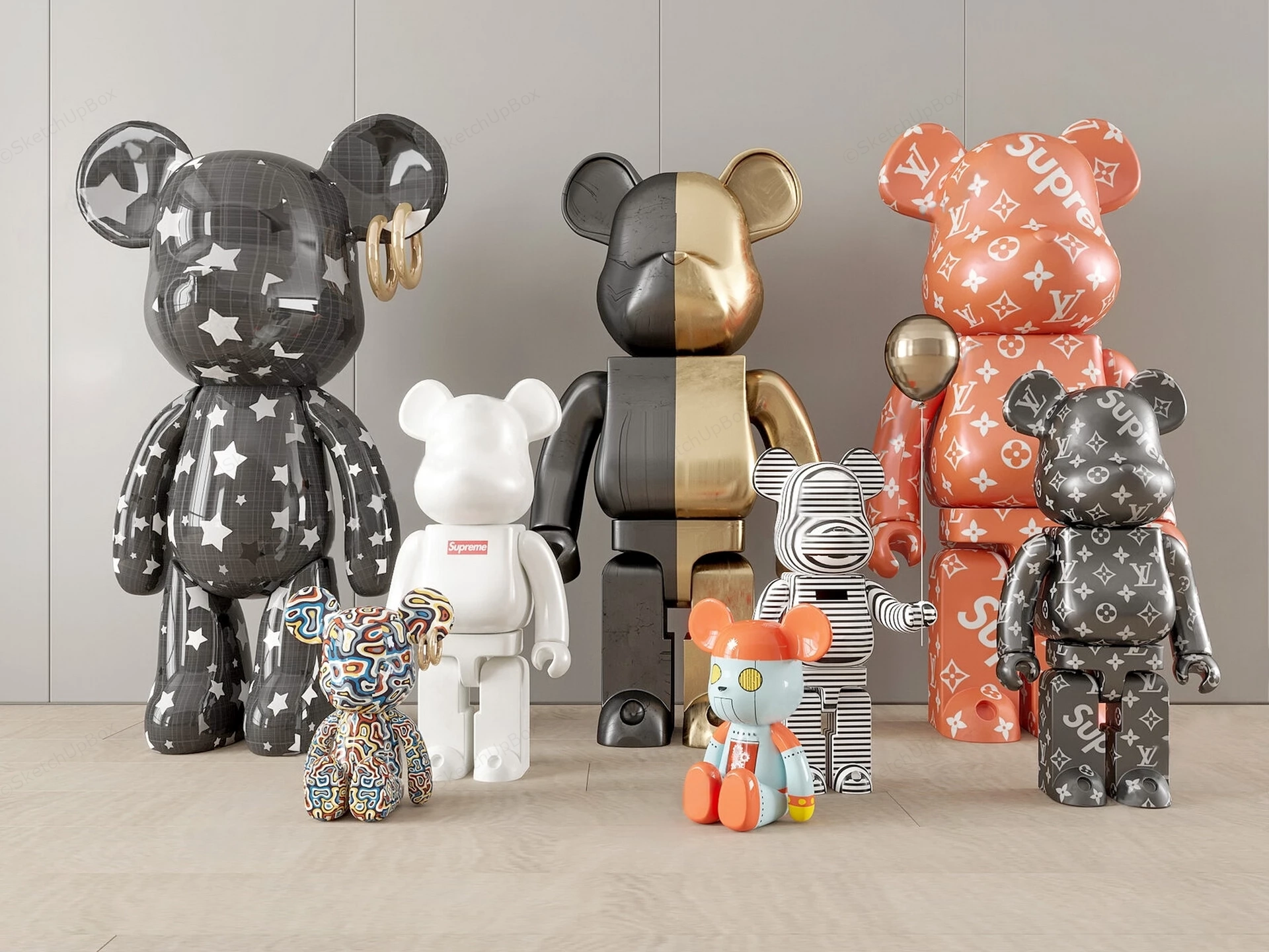 Bearbrick Figures sketchup model preview - SketchupBox
