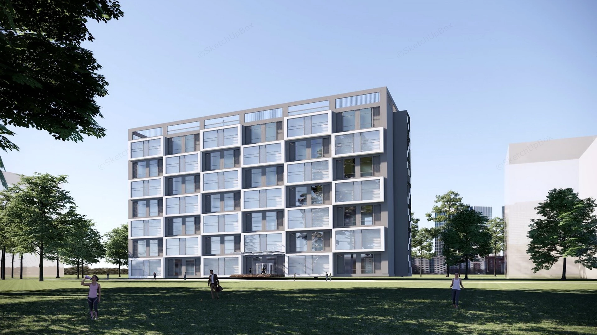 Modern Apartment Building Facades sketchup model preview - SketchupBox