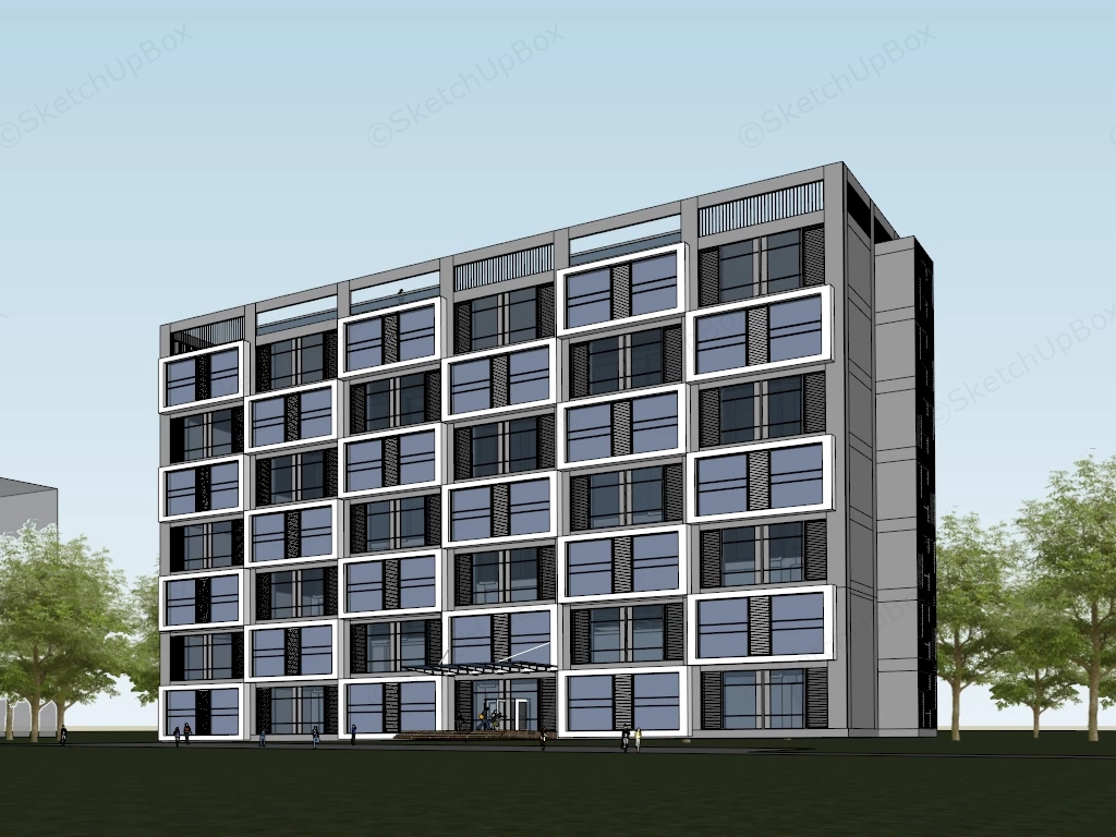 Modern Apartment Building Facades sketchup model preview - SketchupBox