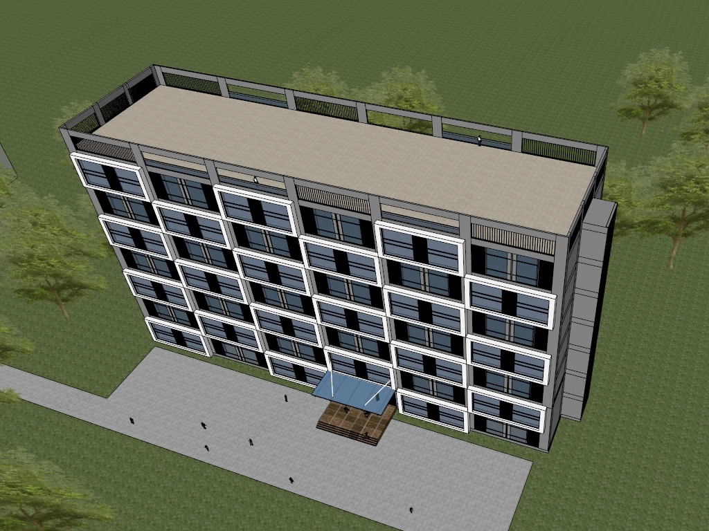 Modern Apartment Building Facades sketchup model preview - SketchupBox