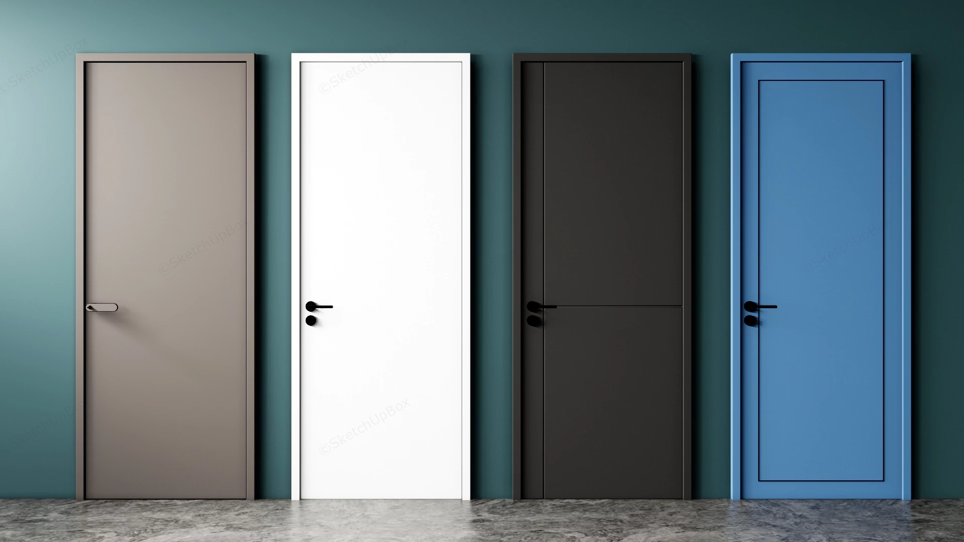 Modern Panel Doors sketchup model preview - SketchupBox