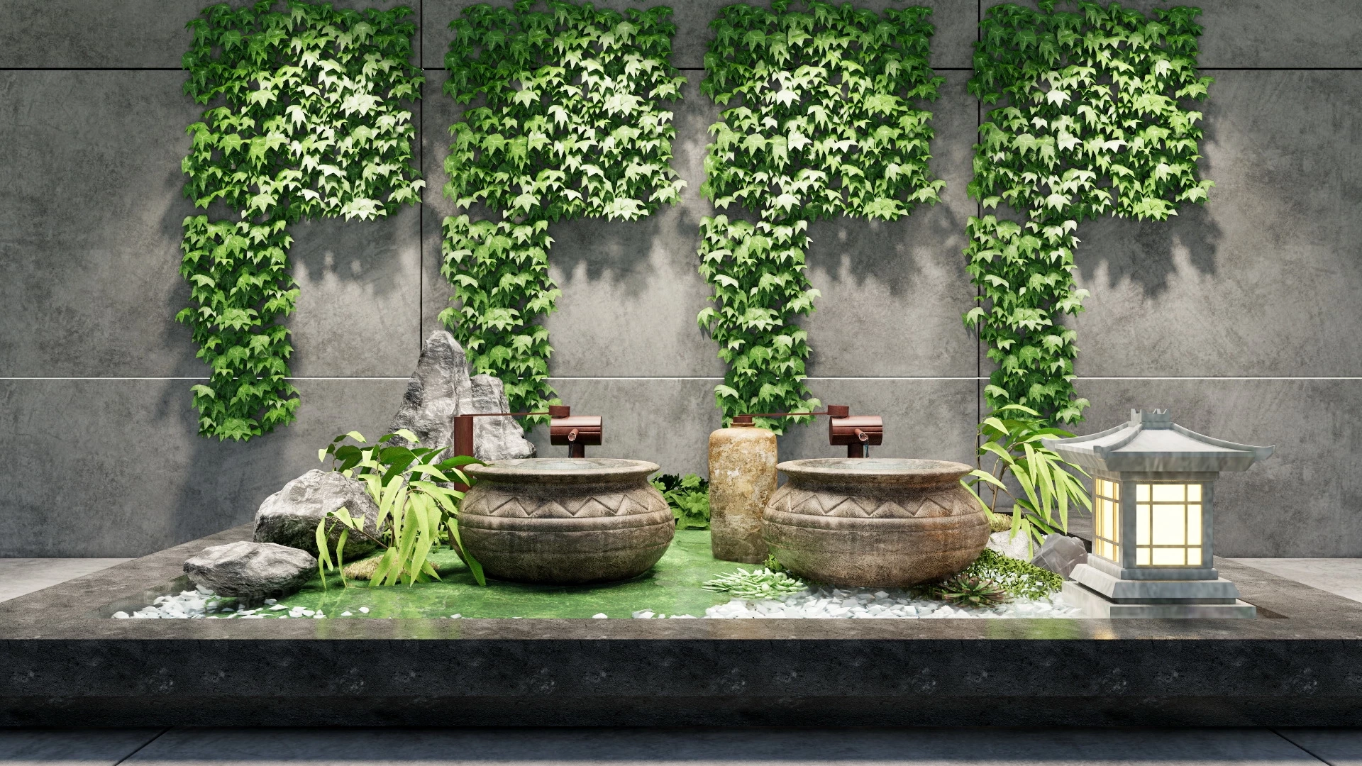 Zen Garden Water Fountain sketchup model preview - SketchupBox