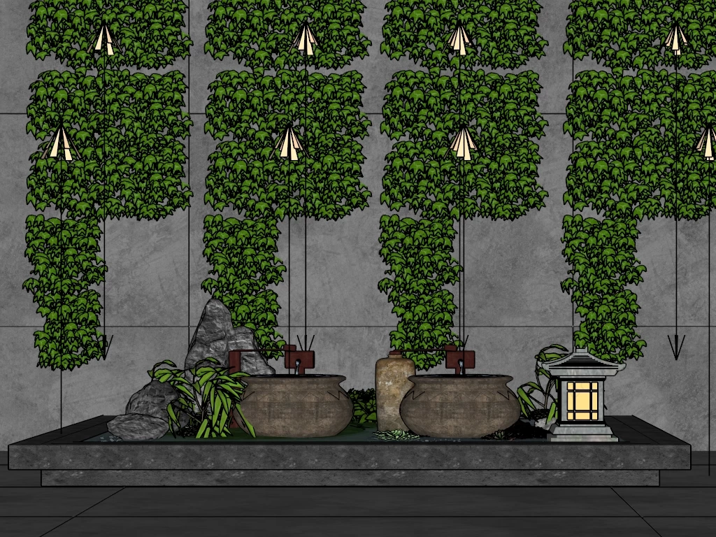 Zen Garden Water Fountain sketchup model preview - SketchupBox