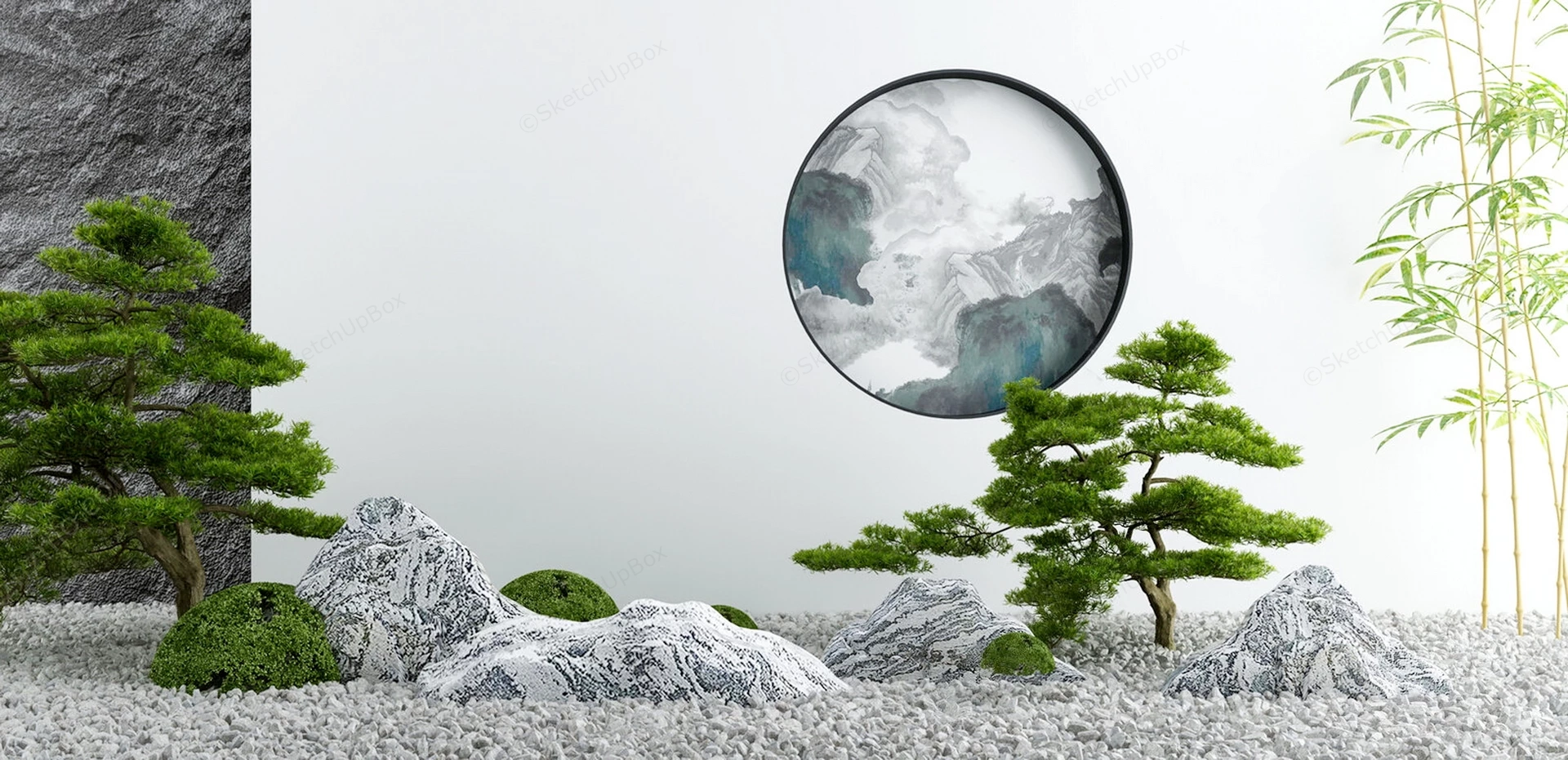 Bonsai Rock Garden sketchup model preview - SketchupBox