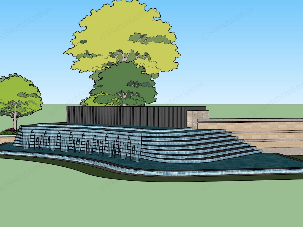 Urban Waterfall Feature sketchup model preview - SketchupBox