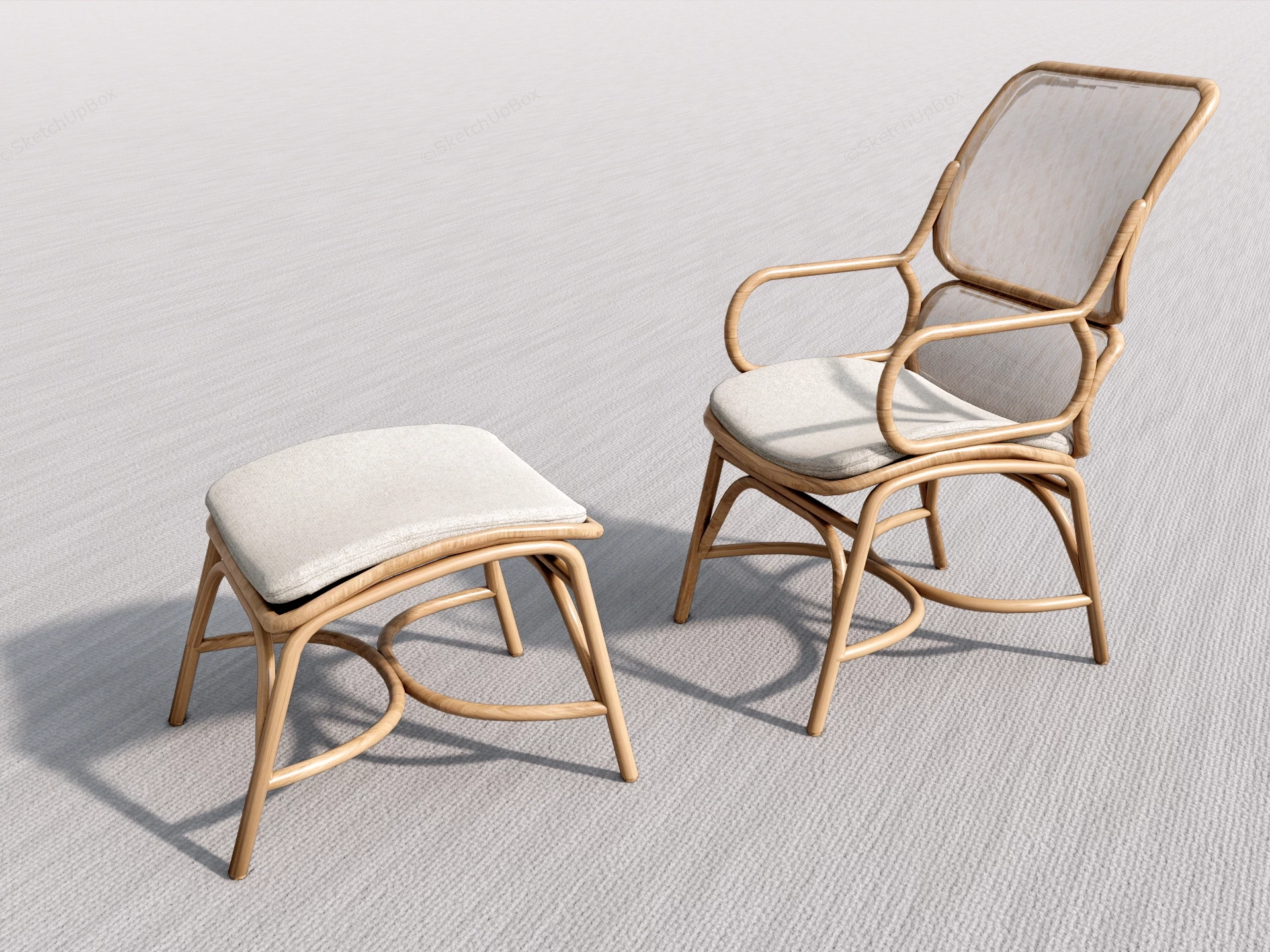 Lounge Chair And Ottoman Set sketchup model preview - SketchupBox