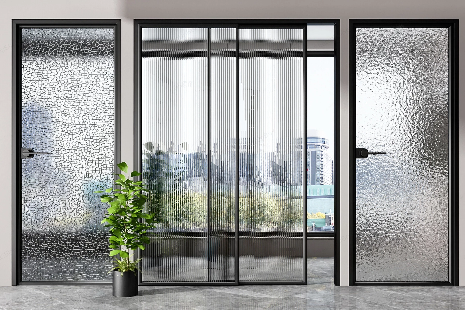 Full Glass Interior Doors sketchup model preview - SketchupBox