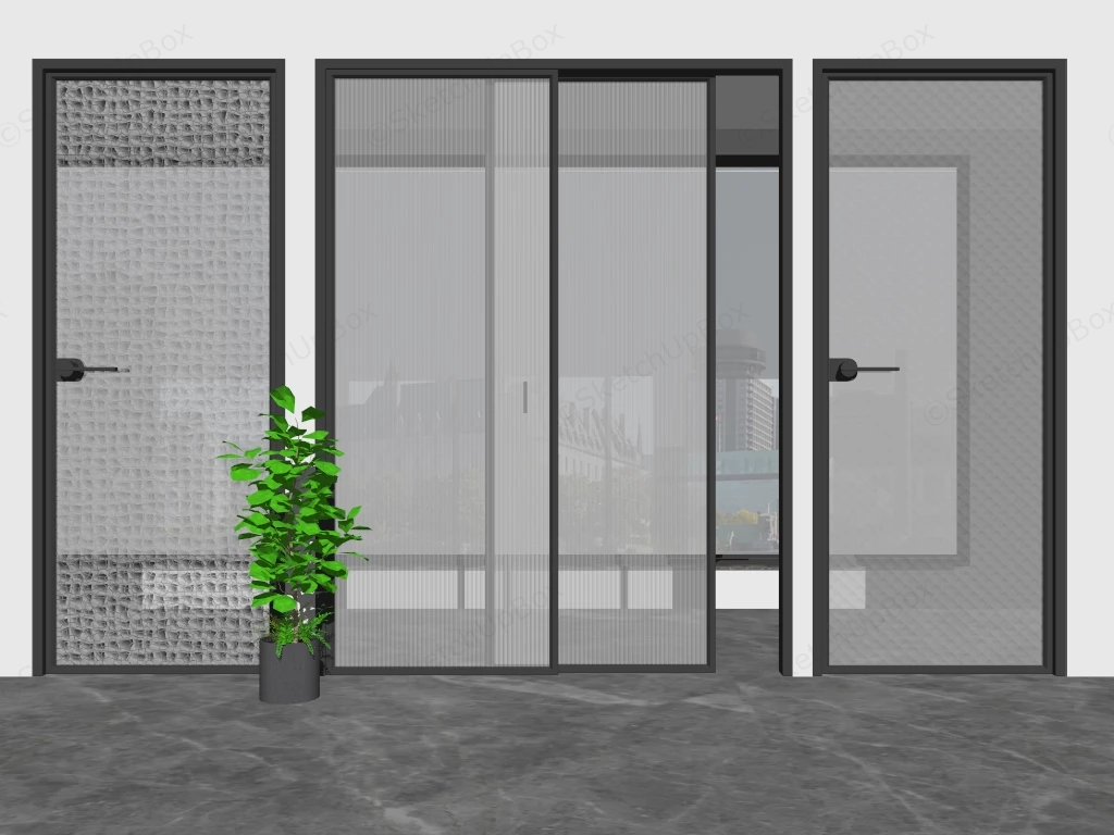 Full Glass Interior Doors sketchup model preview - SketchupBox